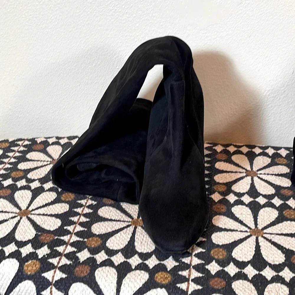 Tamara Mellon Over the Knee Thigh High Suede Black Boots size 37 1/2 or 7.5 US